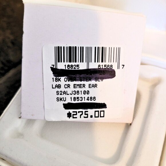 18k Gold Over 925 Silver Emerald & White Sapphire Drop Earrings - Picture 4 of 9